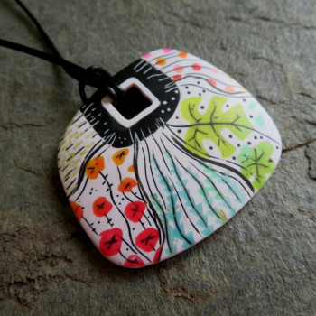 Faux watercolor pendant 9