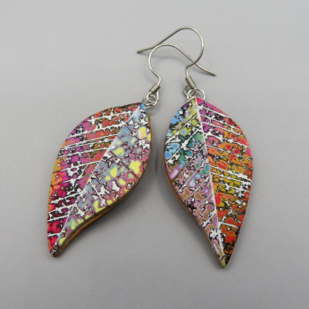 Leaf Earrings- Rainbow colors