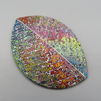 Leaf Brooch - Rainbow pastels 
