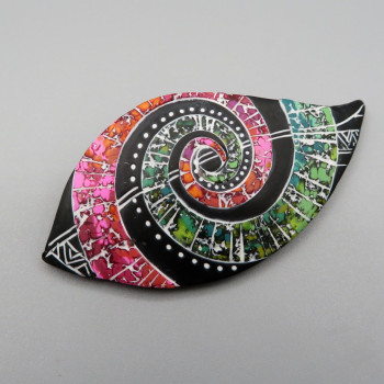 Kumbaya Leaf Brooch /Pink/Black/Green