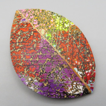 Leaf Brooch - Autumnal Rainbow 