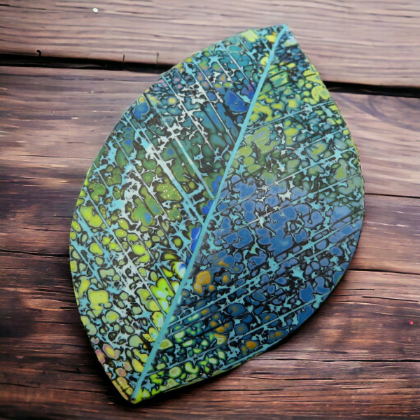 Leaf Brooch - Blue/Turquoise/Green