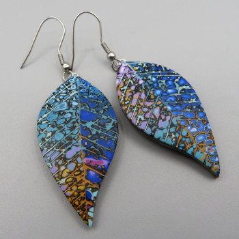Leaf Earrings Blue/Purple shades