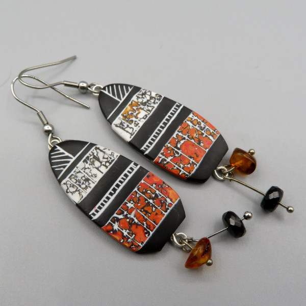 Kumbaya Earrings with natural Amber and Black Spinel
