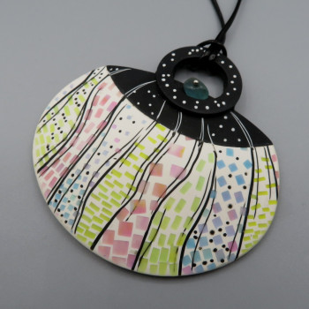 Faux watercolor pendant - Sea Water mosaic