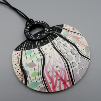 Faux watercolor pendant - Ocean Life