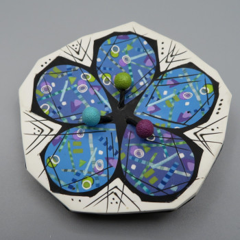 Cool Flower brooch -Blue/Purple