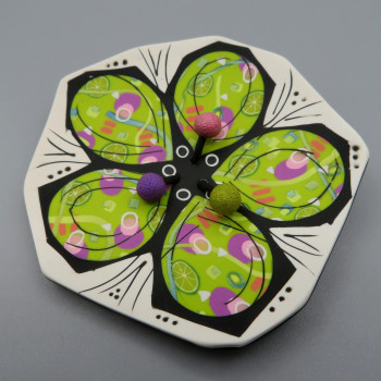 Cool Flower brooch -Lime Green