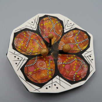 Cool Flower brooch -Cooper