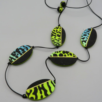 Tropical Frogs - necklace (Lime Green/Turquoise)