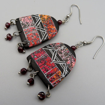 Bell Earrings  with natural garnets