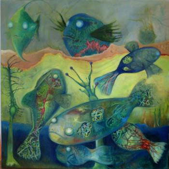 Fish, oil on canvas 95x95cm