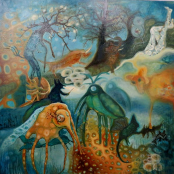 Staying up late, oil on canvas 95x95cm