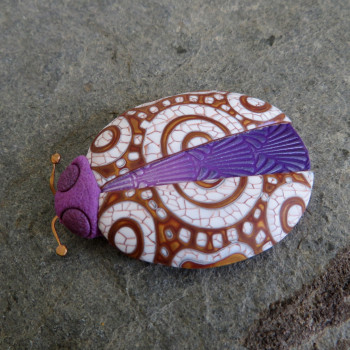 Bug Brooch - Purple, gold
