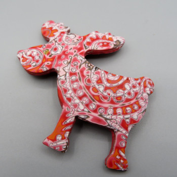 Faux batik Brooch Reindeer