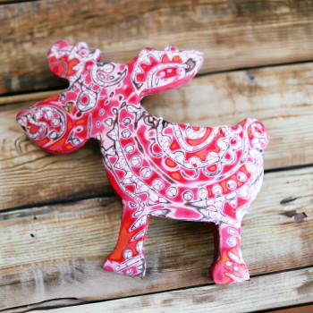 Faux batik Brooch Reindeer
