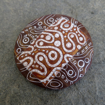 Round Faux batik Brooch 