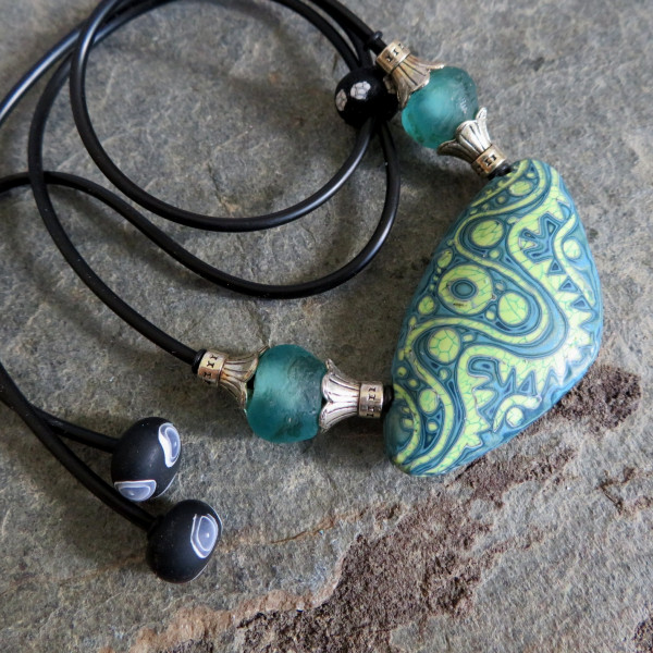 Faux batik hollow Bead