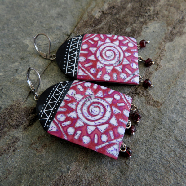 Earrings Faux batik  Sun