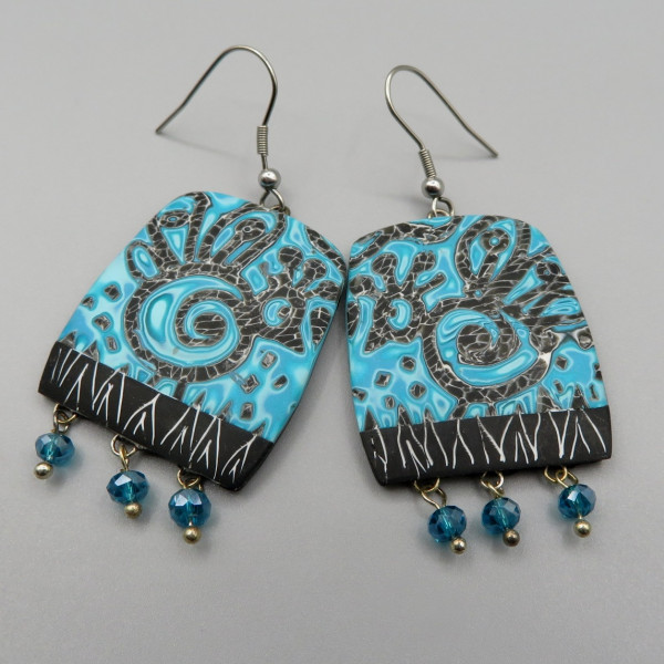 Faux batik  Turquoise Peacocks Earrings
