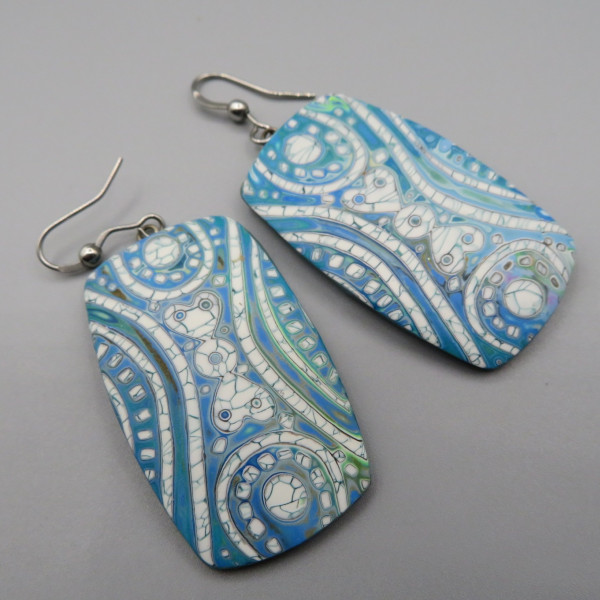 Faux batik big blue Earrings