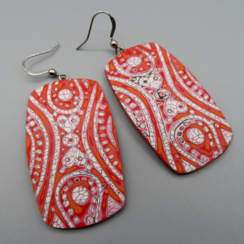  Faux batik big red Earrings