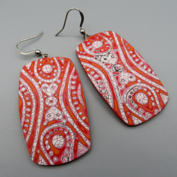  Faux batik big red Earrings