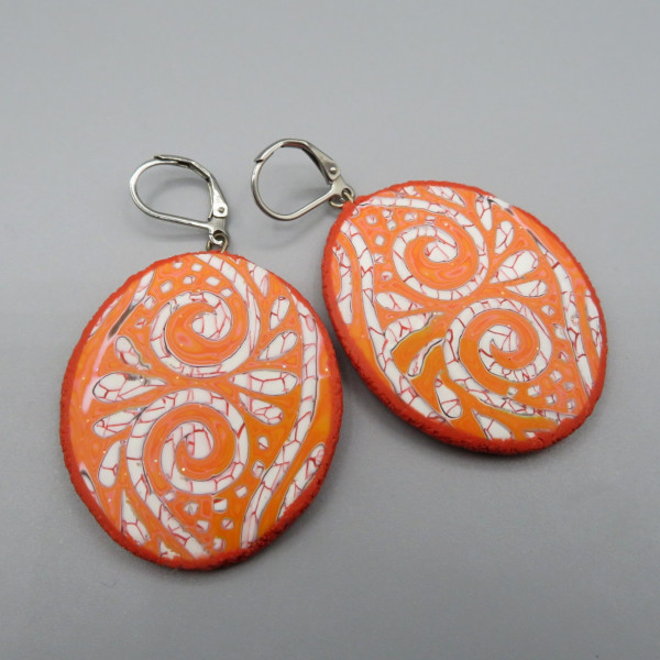  Faux batik Orange Earrings