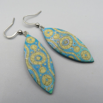 Faux batik Eye shape earrings - turquoise blue