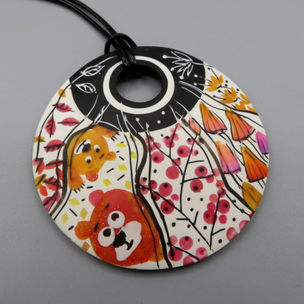 Faux watercolor pendant _ Fall Bears